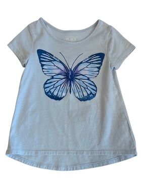 The Children's Place Light Blue Tee w/ Blue & Purple Glitter Butterfly | Girl 3T